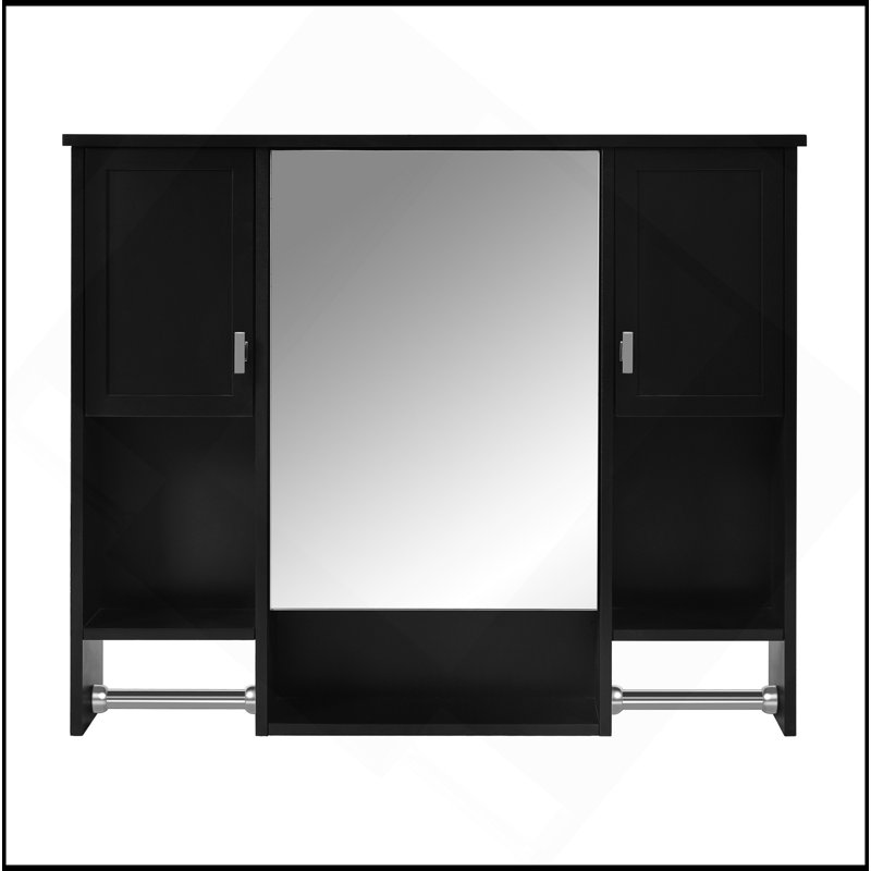 Armoire de rangement murale sophistiquée de 35 po x 28 po, armoire de salle de bain avec miroir, armoire à pharmacie avec porte-serviettes