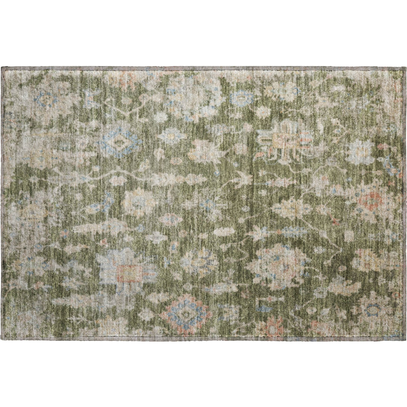 Tapis damassé de qualité supérieure Mayfield AMF2355, Olive, 2 pi 6 po x 3 pi 10 po