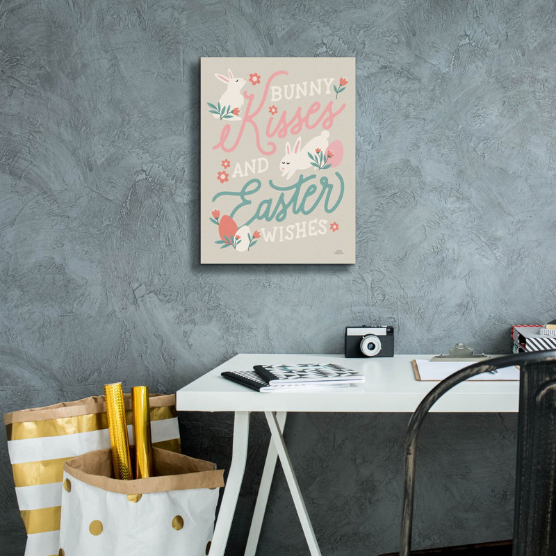 «Bunny Kisses 2 Beige» par Laura Marshall, art mural sur toile