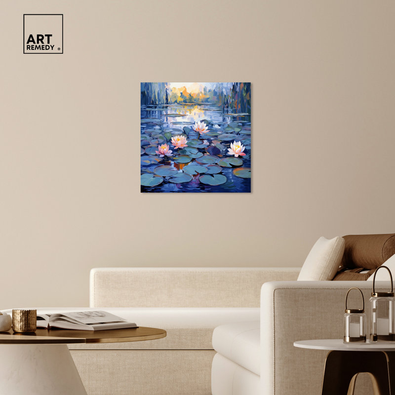 Art mural bleu Lilipads Blues par Art Remedy, Toile tendue, H 30 po x l 30 po