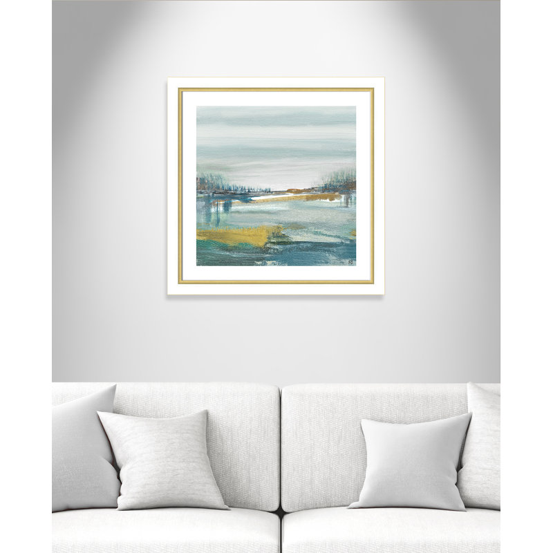 Lewbeach - Peinture encadrée, Blanc / or, H 29,75 po x l 29,75 po x P 1,13 po
