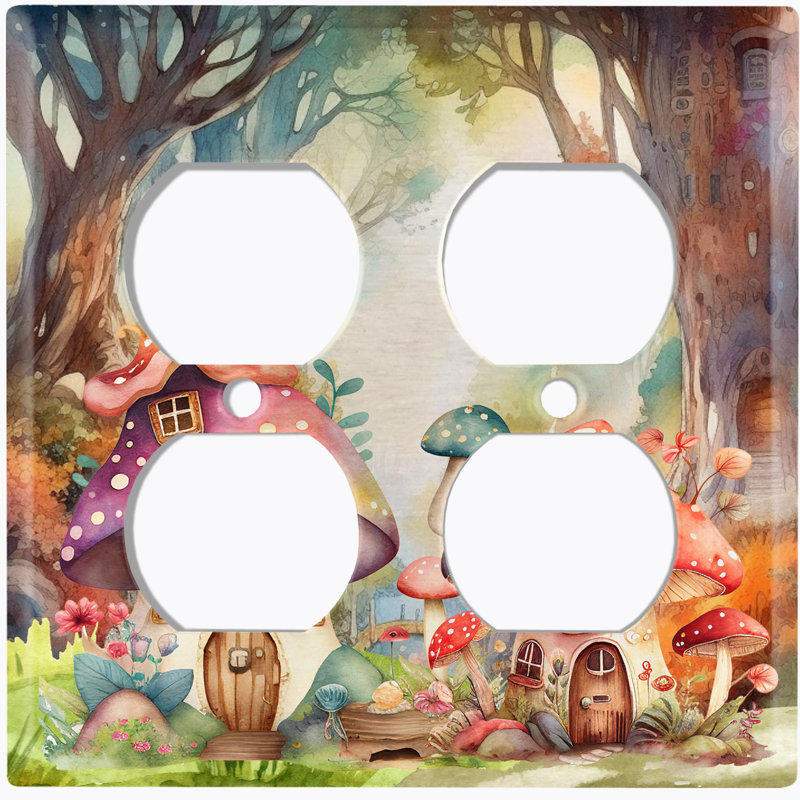 Plaque murale mignonne à 2 prises avec champignon