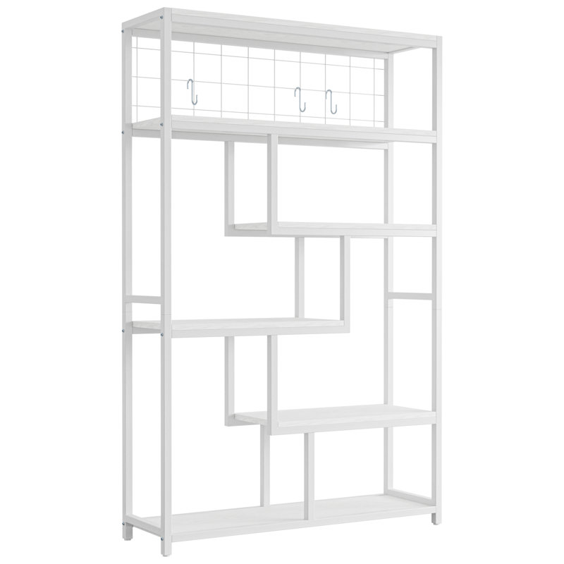 Suva 6-Shelf Tier Manufactured Wood Bookcase , Industrial White