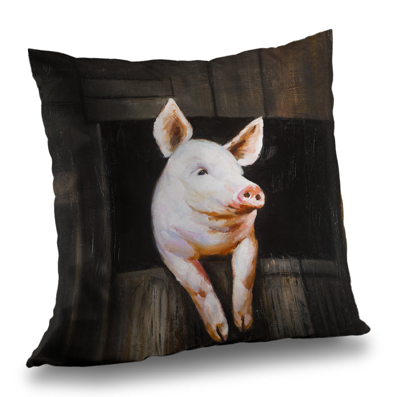 Smiling pig - Animals Western poly twill throw pillow insert