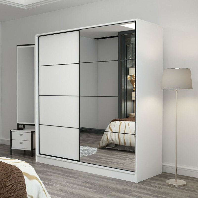 Armoire-penderie 2 portes avec 2 tiroirs, Blanc