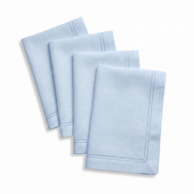100% Pure Linen Hemstitch Dinner Napkins - Maison Washed Hemstitch