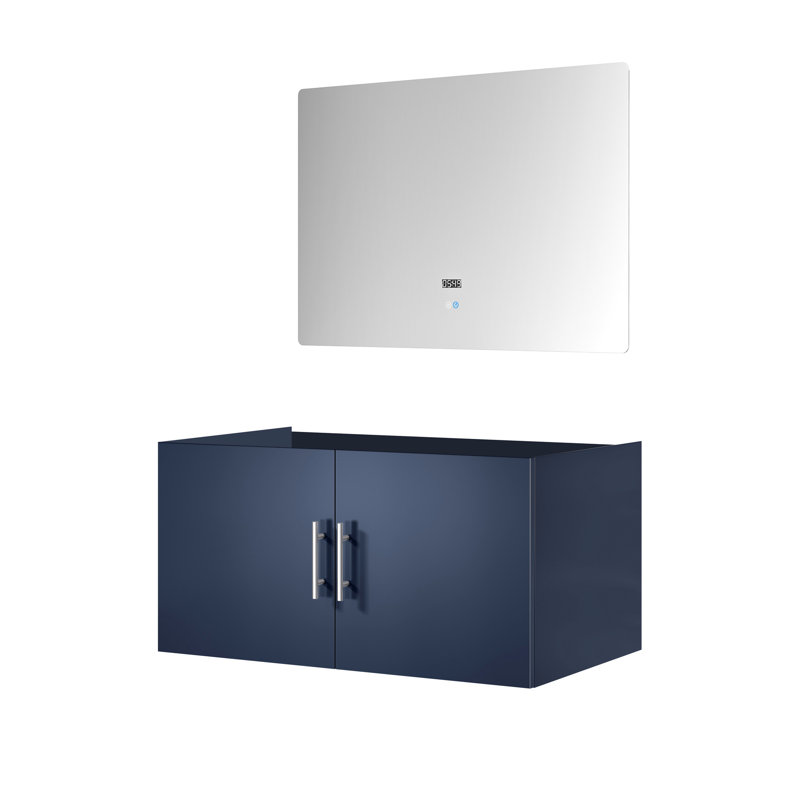 Meuble-lavabo bleu marine 36 po L x P 22 po et miroir à DEL - Option de rangement suffisante Méthode d'installation rapide Espace abondant entièrement assemblé