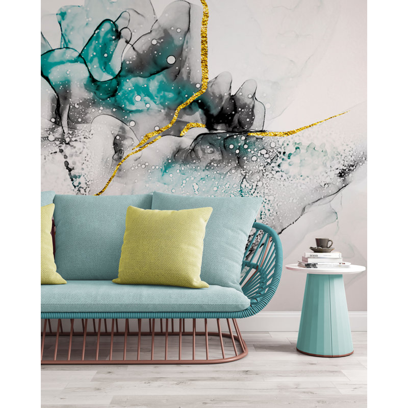 Papier peint amovible turquoise, L 75 po x l 112 po