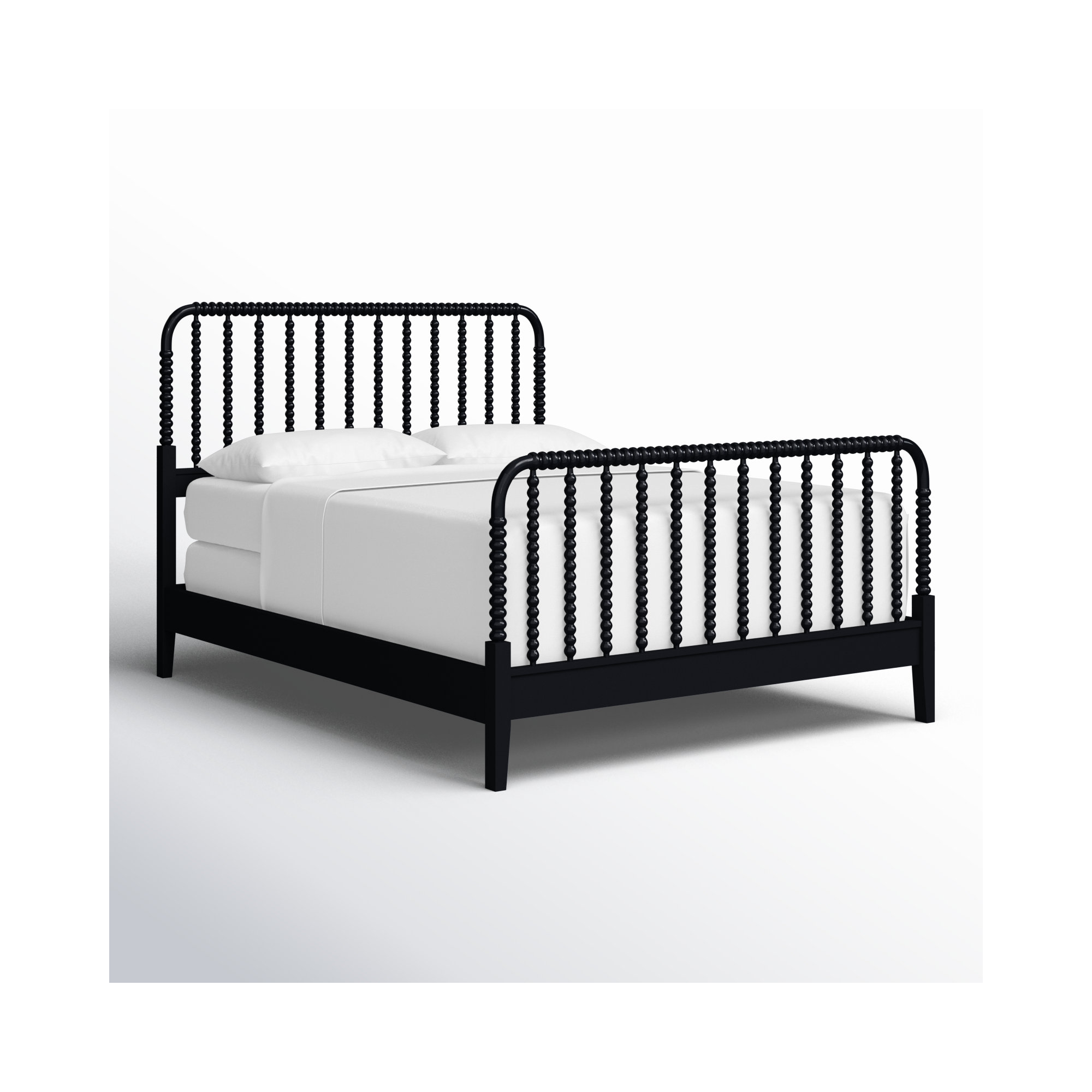 Louisa Solid Wood Spindle Bed, Black, Queen