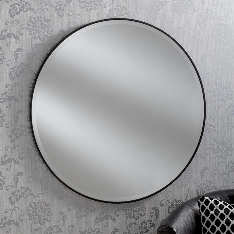 Arjay Wood Wall Mirror, Black, 60cm H x 60cm W