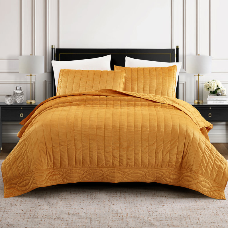 Ensemble de courtepointe 3 pièces Dee Ocleppo, Courtepointe pour lit double/grand et 2 taies déc, Blue