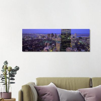 Aerial View of a City, Boston, Suffolk County, Massachusetts, USA 1 Piece Wrapped Canvas Panoramic Wall Art