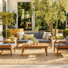 Folkston Mid-Century Modern Acacia Wood Outdoor Conversation Set With Water-Repellent Cushions
