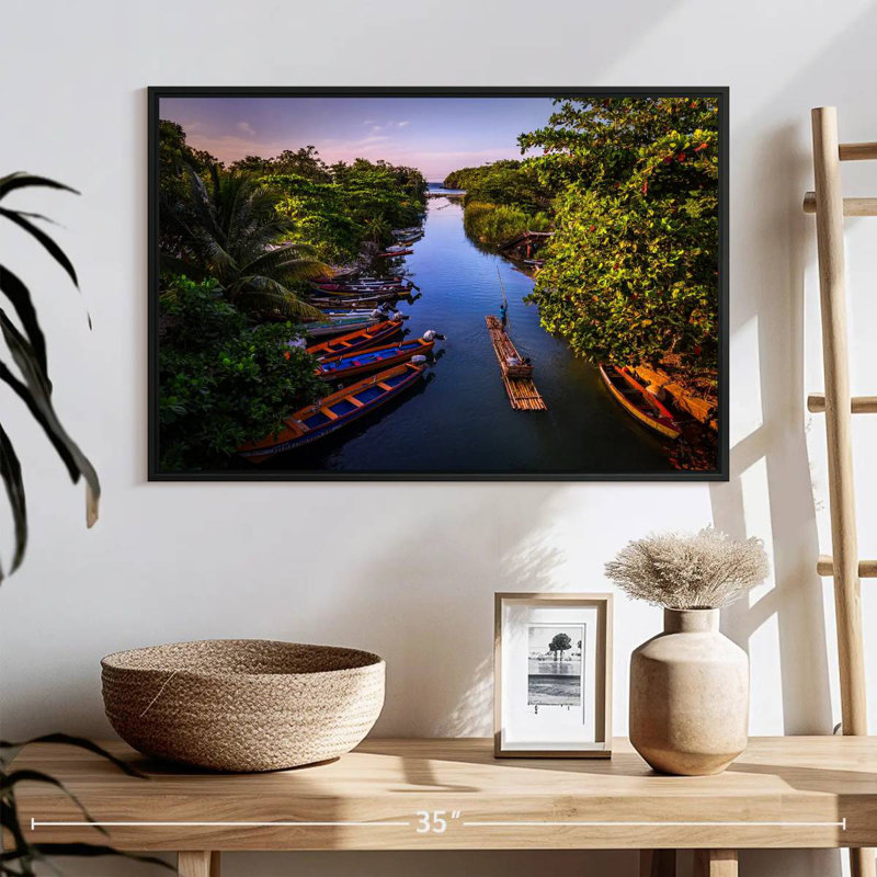 White River Boats And Raft, 25" X 17", Floating Frame Black