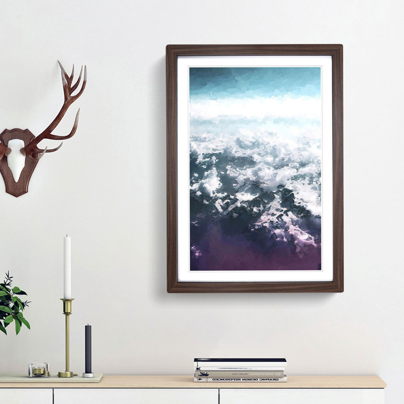 The Clouds Above the Mountains in Abstract - Picture Frame Graphic Art Print, 65cm H x 48cm W x 2cm D, Walnut Framed