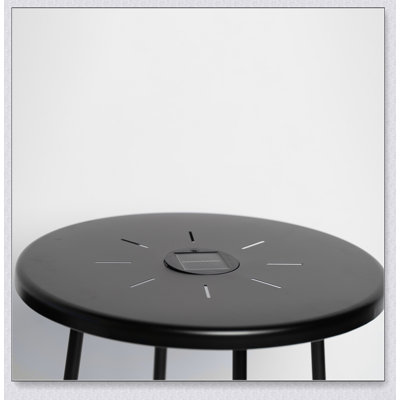 2-Pack Solar Powered Side Table with LED Light, Perfect for Outdoor and Indoor Use, Space-Saving Nesting Design