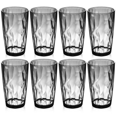 Ensemble de 8 verres en plastique réutilisables en plastique | Gobelets de cuisine empilables en plastique sans BPA 16 oz