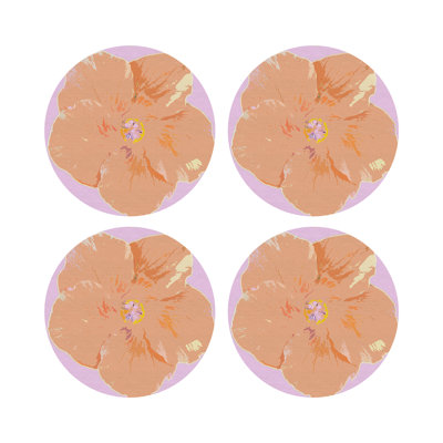 Hibiscus Vegan Leather Round Pebble Placemat