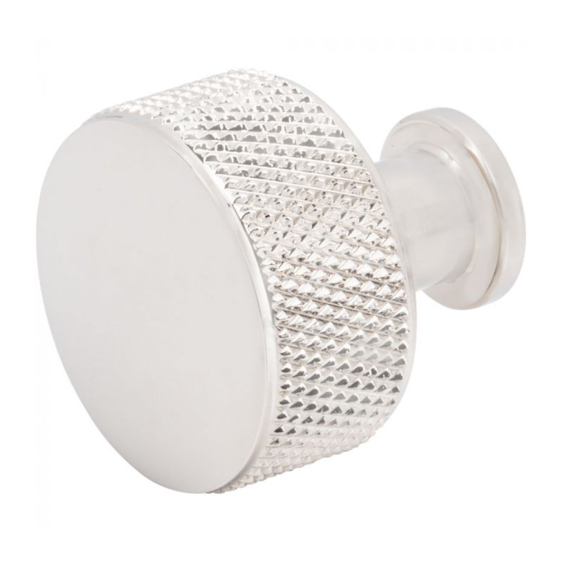 Beliza Cylindrical Knurled Knob, Polished Nickel, 1"