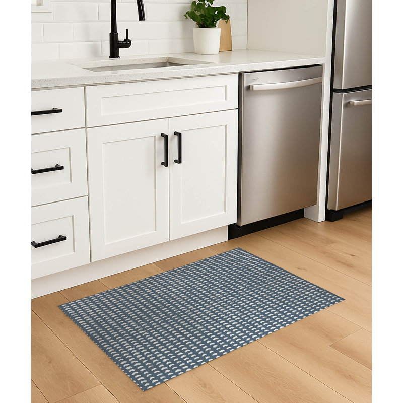 Tapis de cuisine anti-dérapant léger Gio, Bleu, Rectangle 5 pi x 7 pi