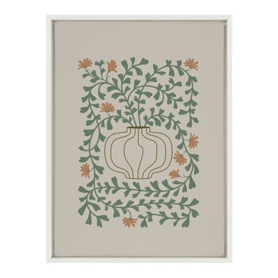 Reproduction d'art sur toile encadrée colorée, rétro, floral, vert et orange par The Creative Bunch Studio