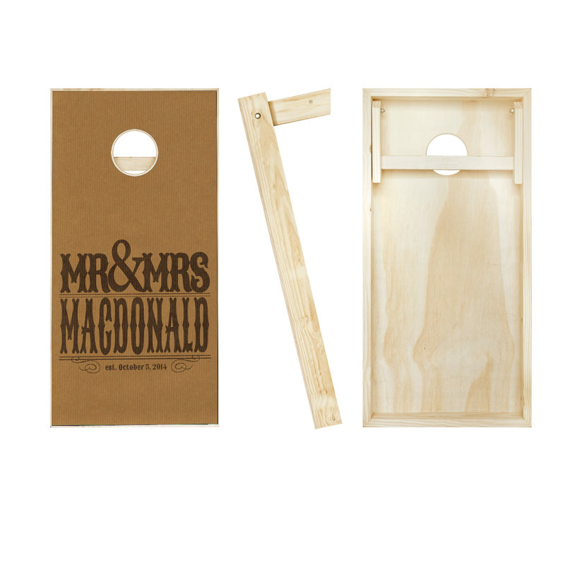 Ensemble de jeu de cornhole en bois massif 2 'x 4' avec sacs