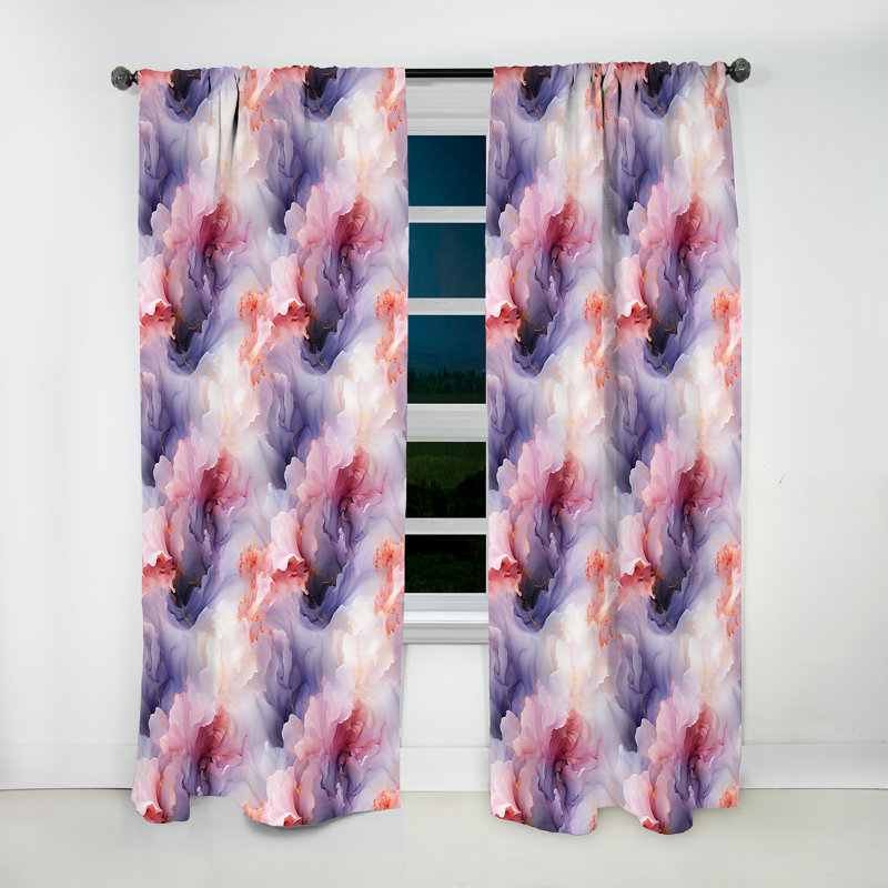 White Ethereal Dream Marble Pattern - Glam Velvet Curtain - Room Darkening - 1 Panel, 52" W x 95" L