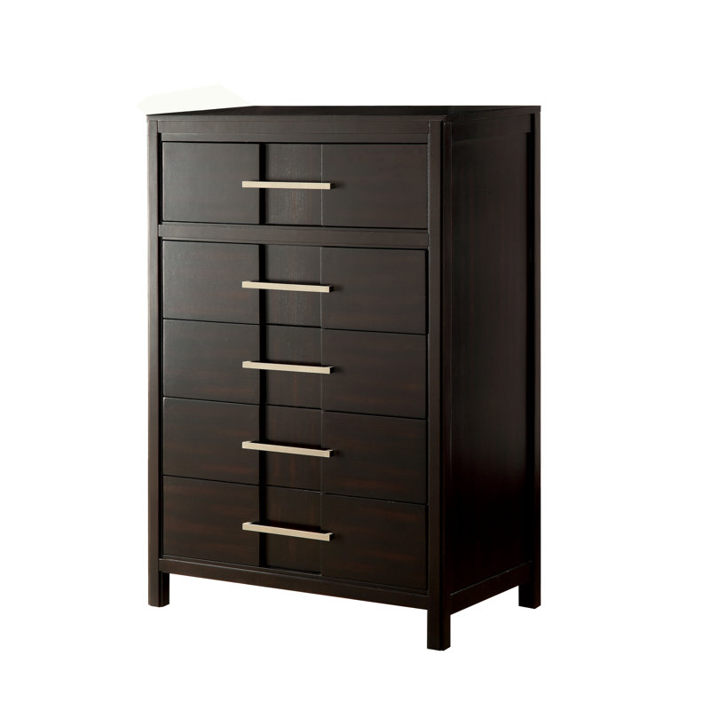 Cayer 34'' W 5 - Drawer Dresser, Espresso