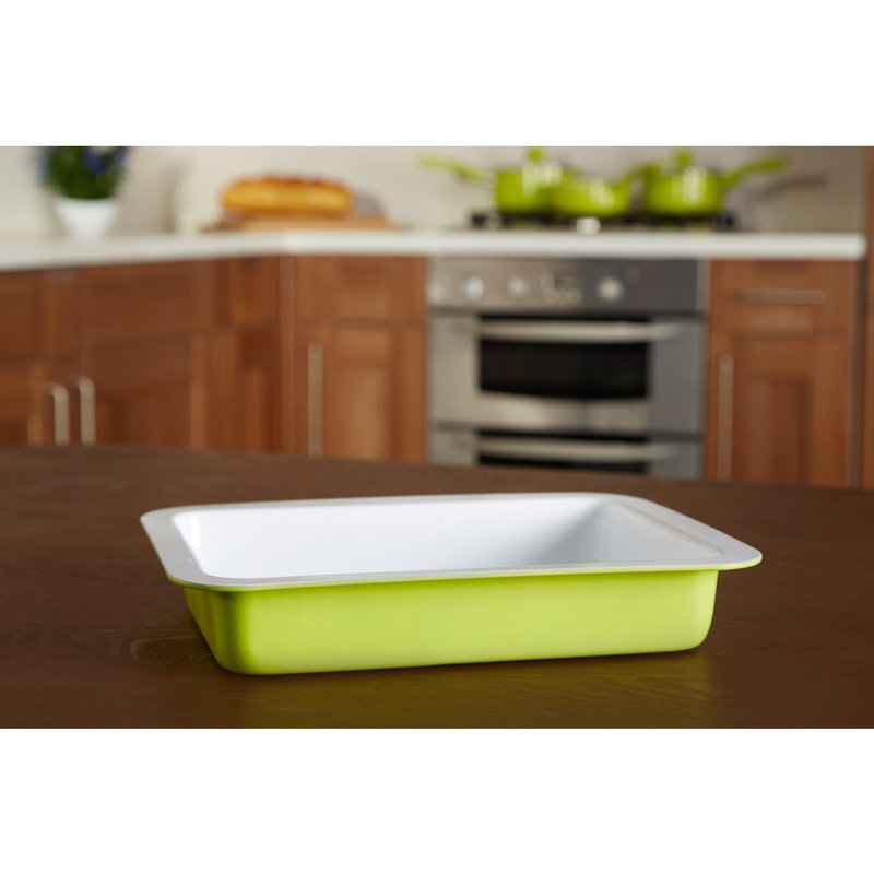 Symple Stuff Rectangle Minerals Baker Bakeware, Lime Green / White