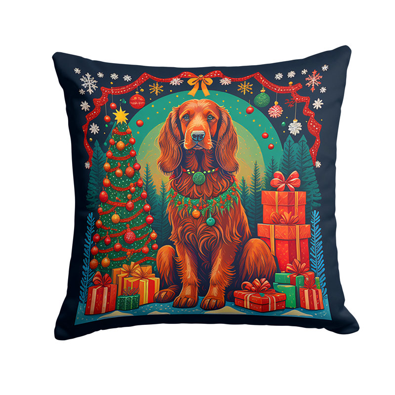 Coussin décoratif en tissu 1130_Irish Setter, 14 po x 14 po