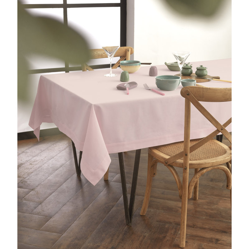 Dru Cotton Linen Plain Tablecloth, 104" x 60", Pink