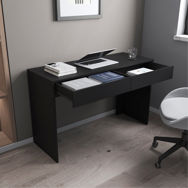 Bureau d'ordinateur noir à 2 tiroirs