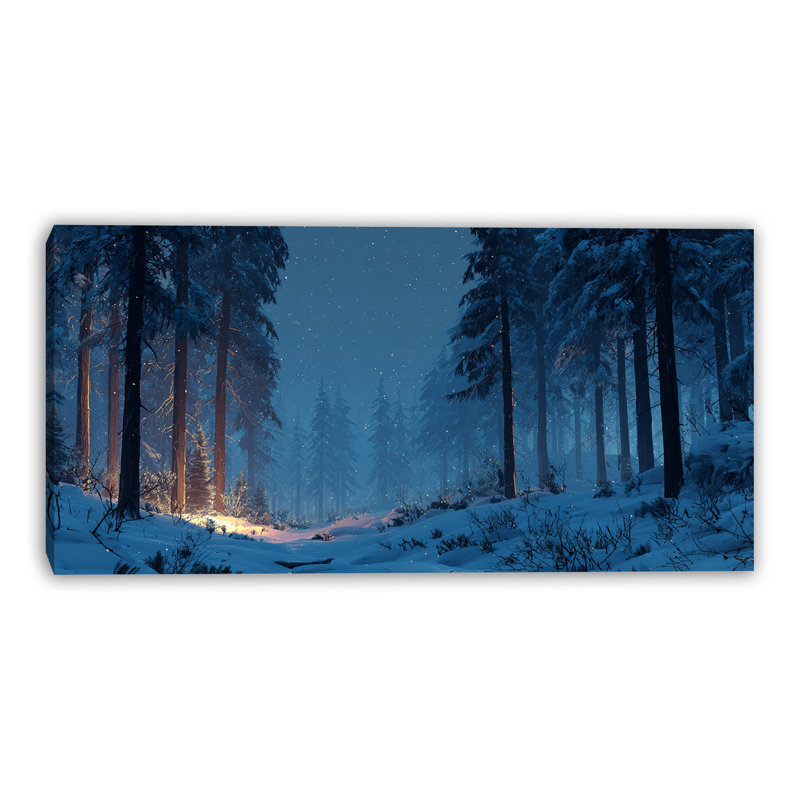 «Midnight Snow Forest», art mural sur toile tendue, 27,5 po x 55 po