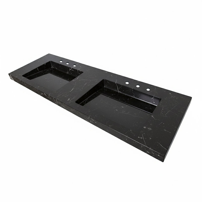 Libera 56'' L Bathroom Sink, Marquina, 8" Centers