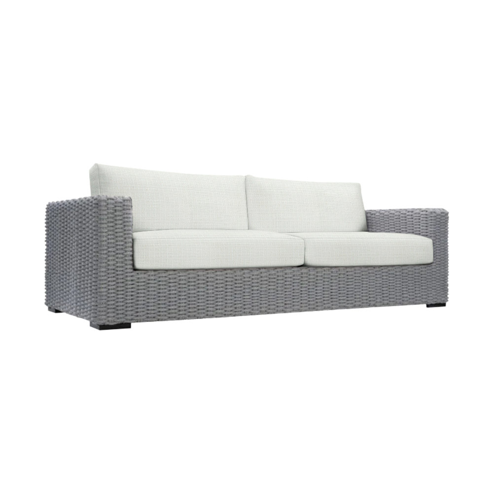 Capri 92.5'' Wide Aluminum Loveseat with Cushions, Cream Linen 6025-002