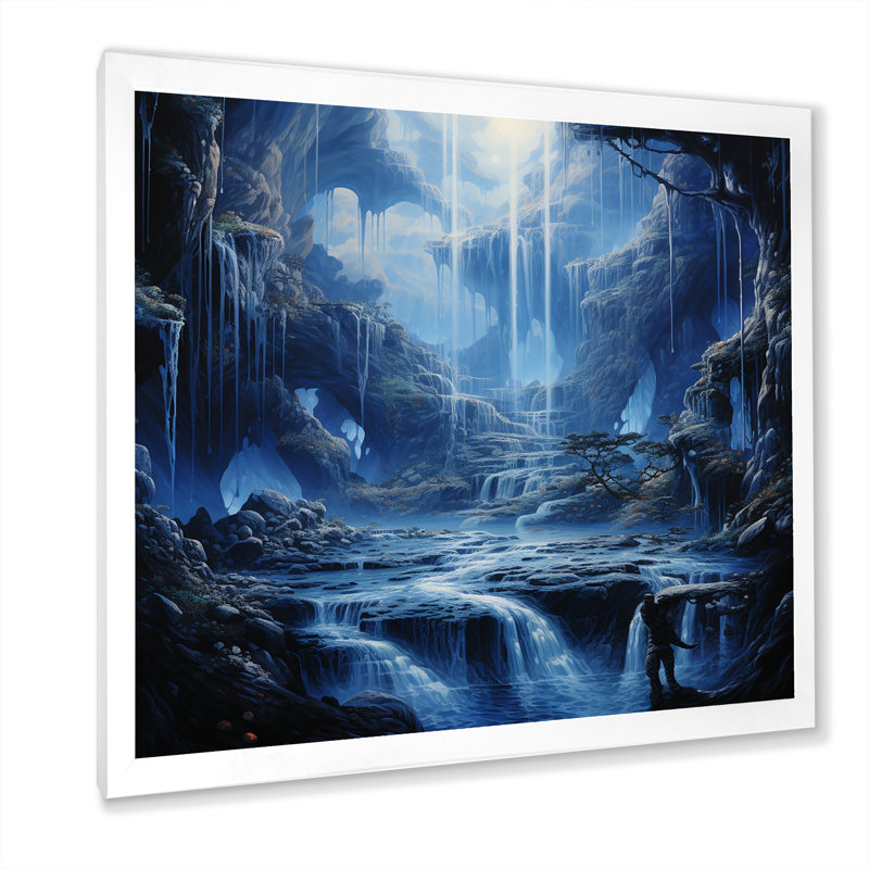 Chutes fantastiques de gravité II, H 24 po x l 24 po x P 1 po, Cadre simple blanc