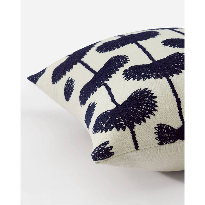 Coussin Palm Leaf, Sienne/Blanc cassé floral
