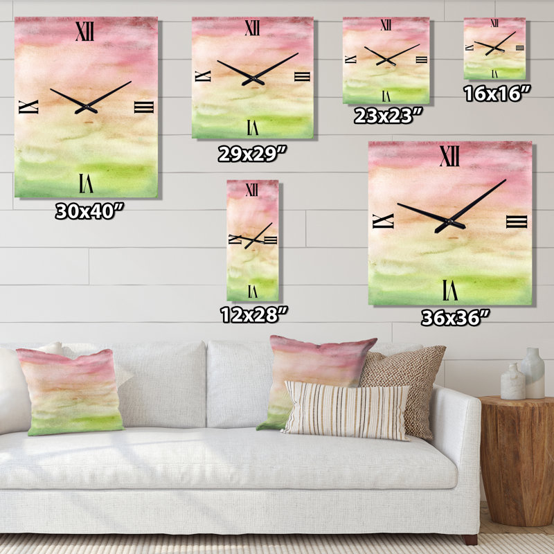 Coucher de soleil abstrait avec horloge murale, Grand