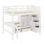 Lit mezzanine en bois à fonctions multiples avec bureau en L, tiroirs, armoire et escalier de rangement-102045916