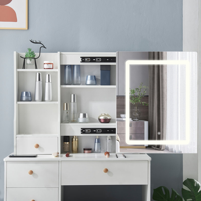 Coiffeuse avec tabouret et miroir