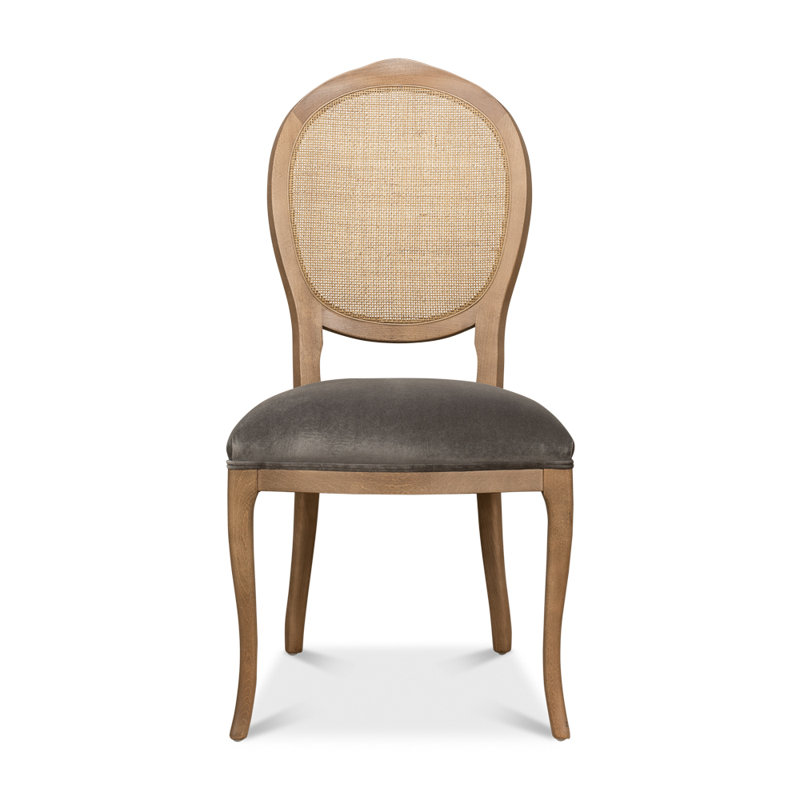Chaise d'appoint ovale Banner Cane, Gris anthracite, Brun