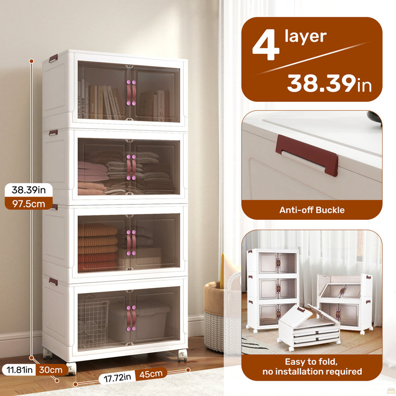 Armoire de rangement pliable à 4 niveaux