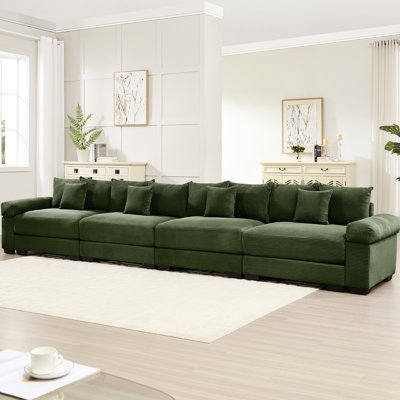 4 - Seater Corduroy Modular Sectional Couch, 170" Oversized, With Cozy Experience, Ergonomic Design, And 12 Throw Pillows Oversized Stable Reliable Support, Extra Wide ,