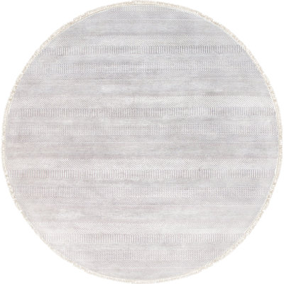 One-of-a-Kind Transitional Hand-Knotted Silk/Wool Silver Area Rug