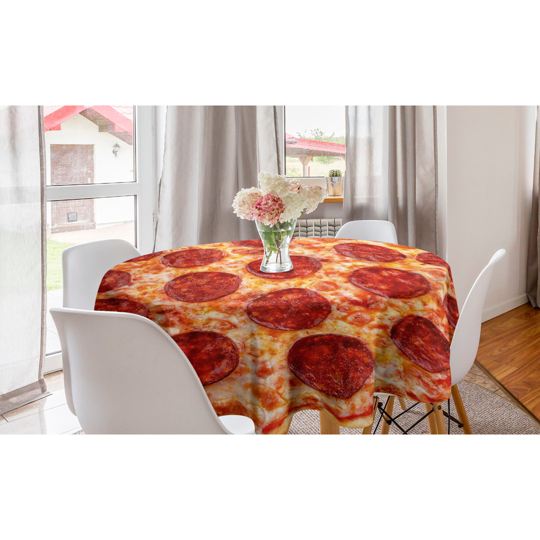 Tischdecke, Pizza with Pepperoni Art, Burnt Orange Burgundy