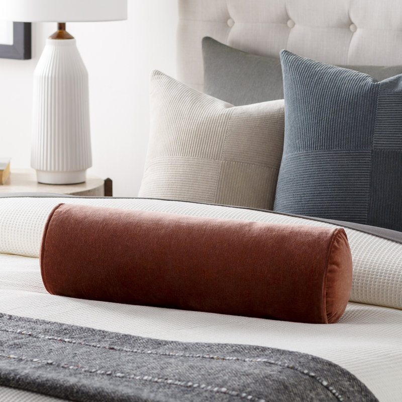 Deane Bolster Accent Pillow, Brick Red, Polyester/Pollyfill