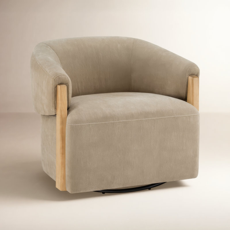 Fauteuil d'appoint pivotant rembourré Denice Longfield, Chenille Capri Wicker Performance