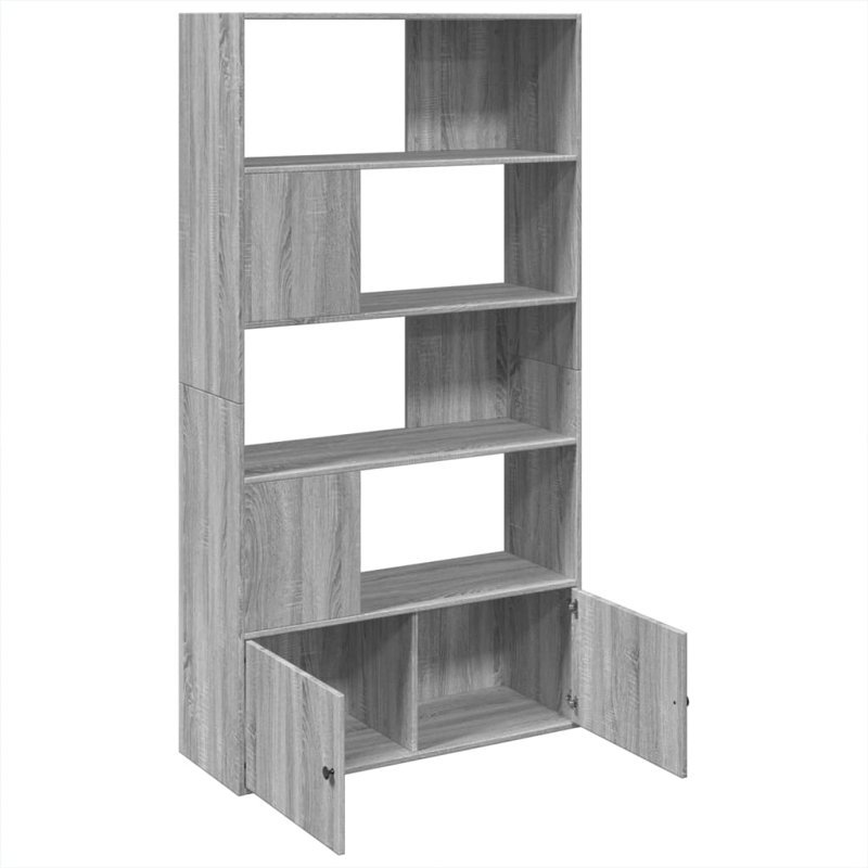 Augustinas 189 cm H Bookcase, (5 Shelves) 189cm H x 100cm W x 36cm D, Grey Sonoma