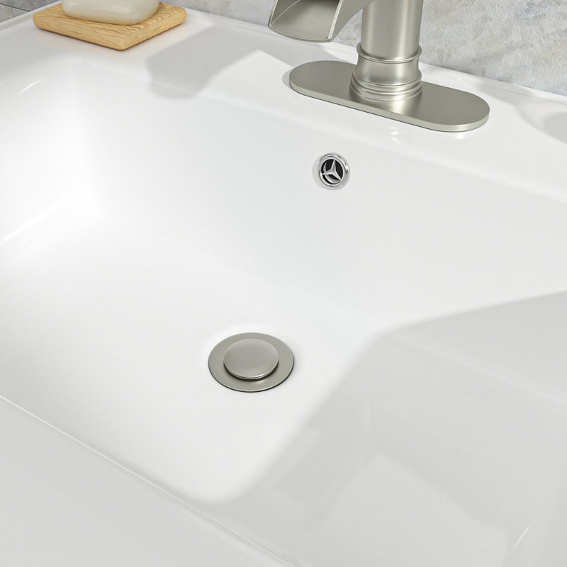 Lavabo de salle de bain en céramique avec trou de robinet et trop-plein 28 po L 20 po x l 20 po (comptoir seulement)