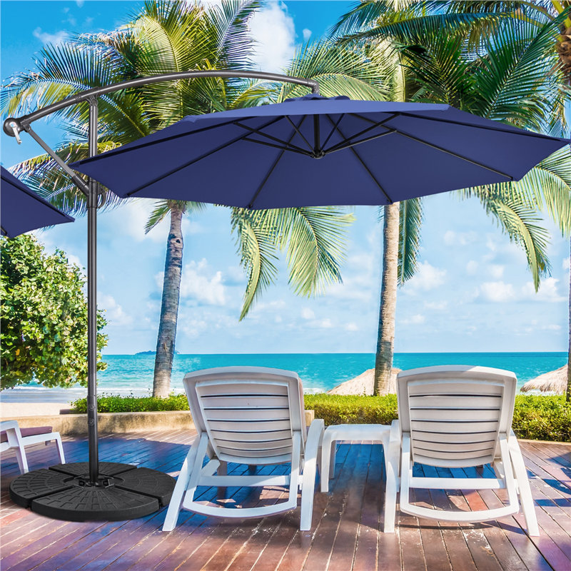300cm D Patio Offset Umbrella, Navy Blue